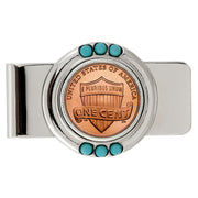 Lincoln Union Shield Penny Turquoise Coin Money Clip
