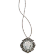 Silver Barber Half Dollar Marcasite Coin Pin/Coin Pendant Coin Jewelry