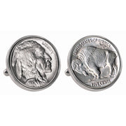Buffalo Nickel Silvertone Bezel Coin Cuff Links