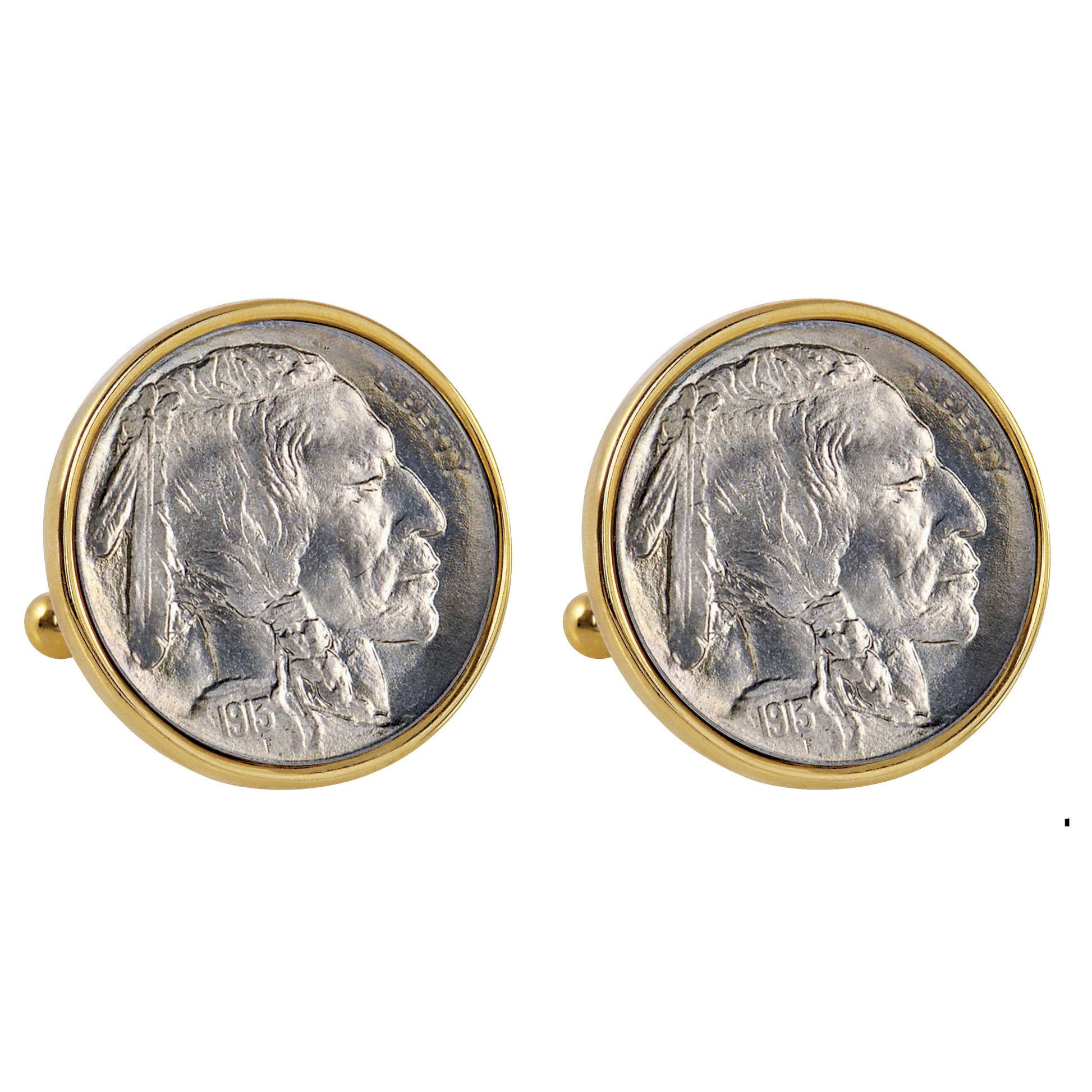 1913 First-Year-of-Issue Buffalo Nickel Goldtone Bezel Coin Cuff Links