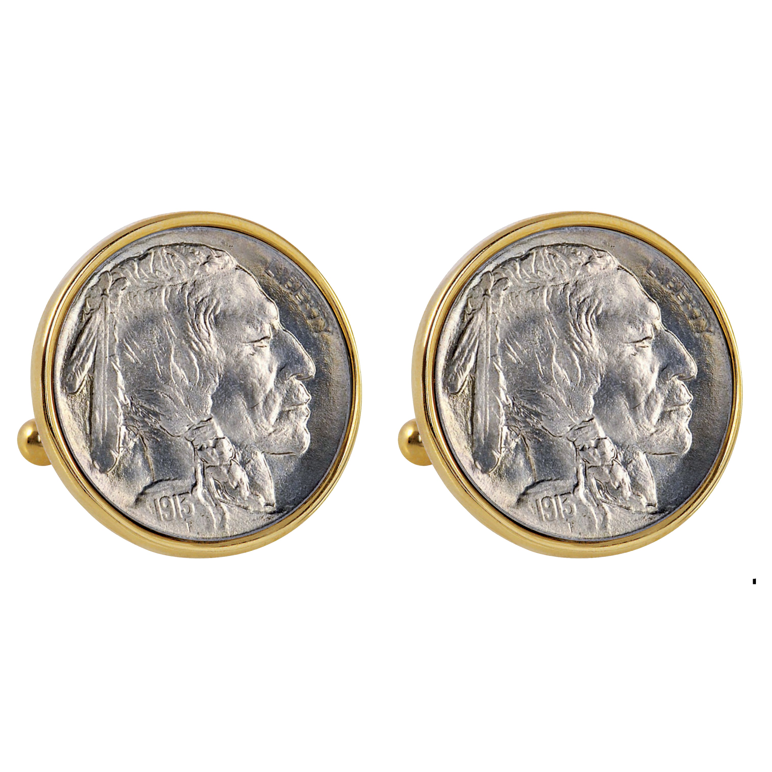 1913 First-Year-of-Issue Buffalo Nickel Goldtone Bezel Coin Cuff Links