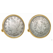 Liberty Nickel Goldtone Bezel Coin Cuff Links