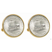 2004 Keelboat Nickel Goldtone Bezel Coin Cuff Links
