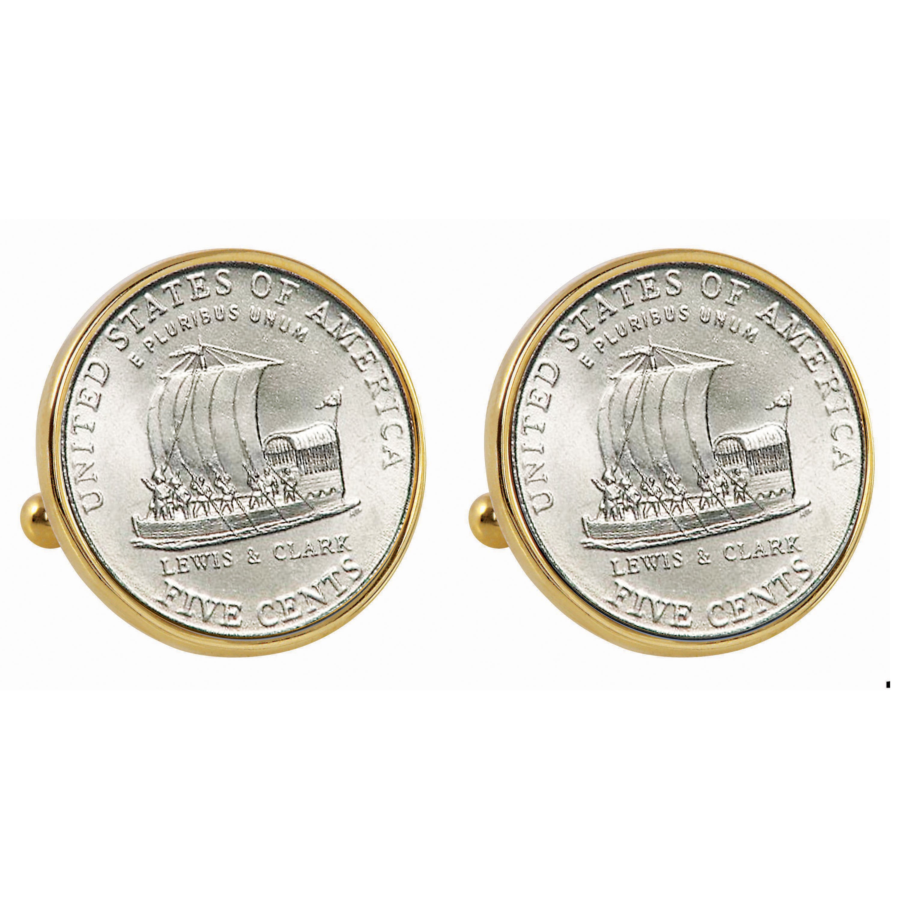 2004 Keelboat Nickel Goldtone Bezel Coin Cuff Links