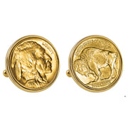 Gold-Layered Buffalo Nickel Goldtone Bezel Coin Cuff Links
