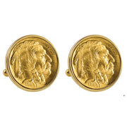 Gold-Layered 1913 First-Year-of-Issue Buffalo Nickel Goldtone Bezel Coin Cuff Links