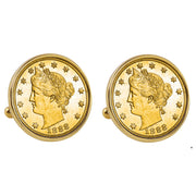 Gold-Layered 1800's Liberty Nickel Goldtone Bezel Coin Cuff Links