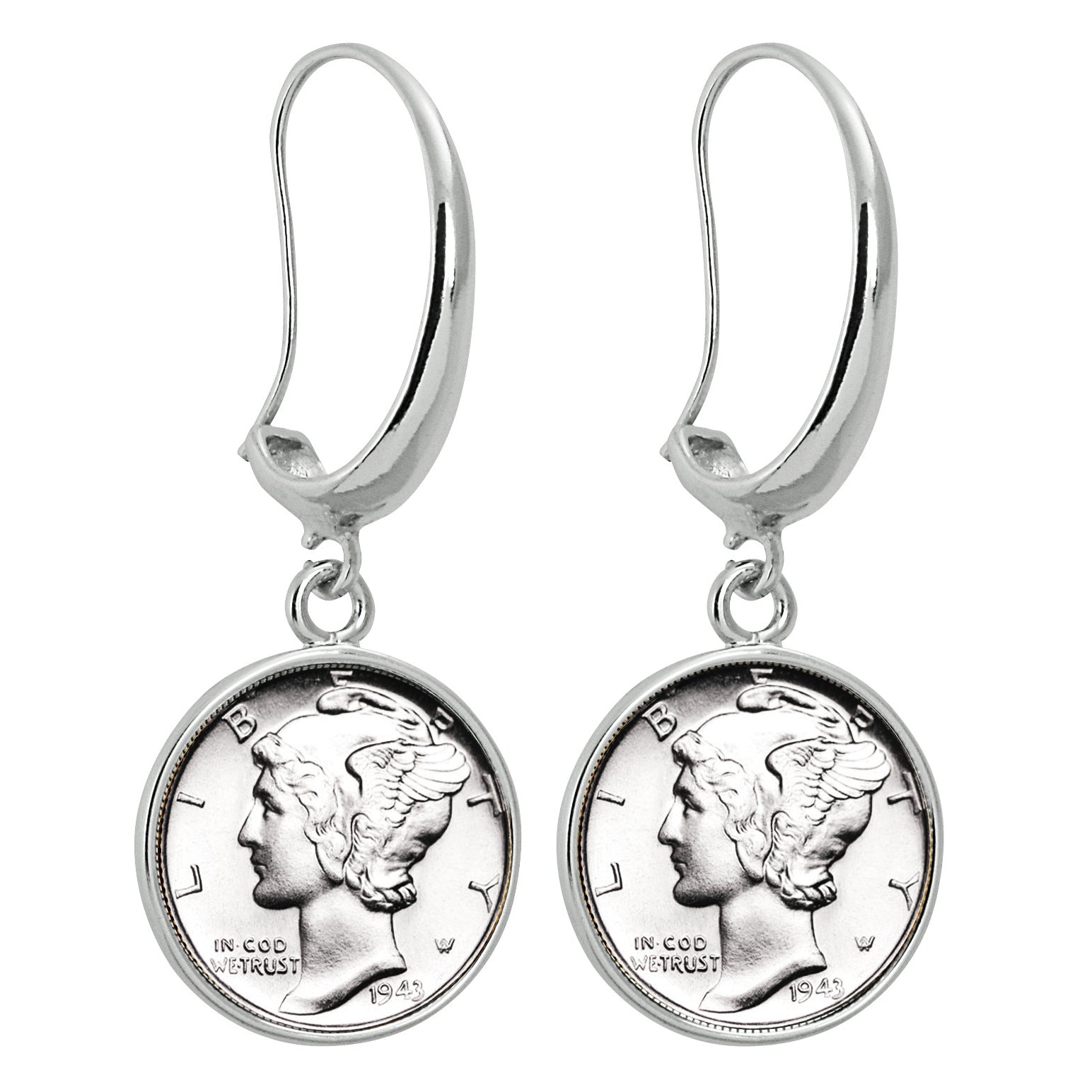 Silver Mercury Dime Silvertone Earrings