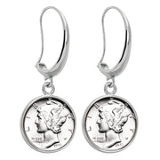 Silver Mercury Dime Silvertone Earrings