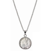 Seated Liberty Silver Dime Silvertone Coin Pendant with 18" Chain