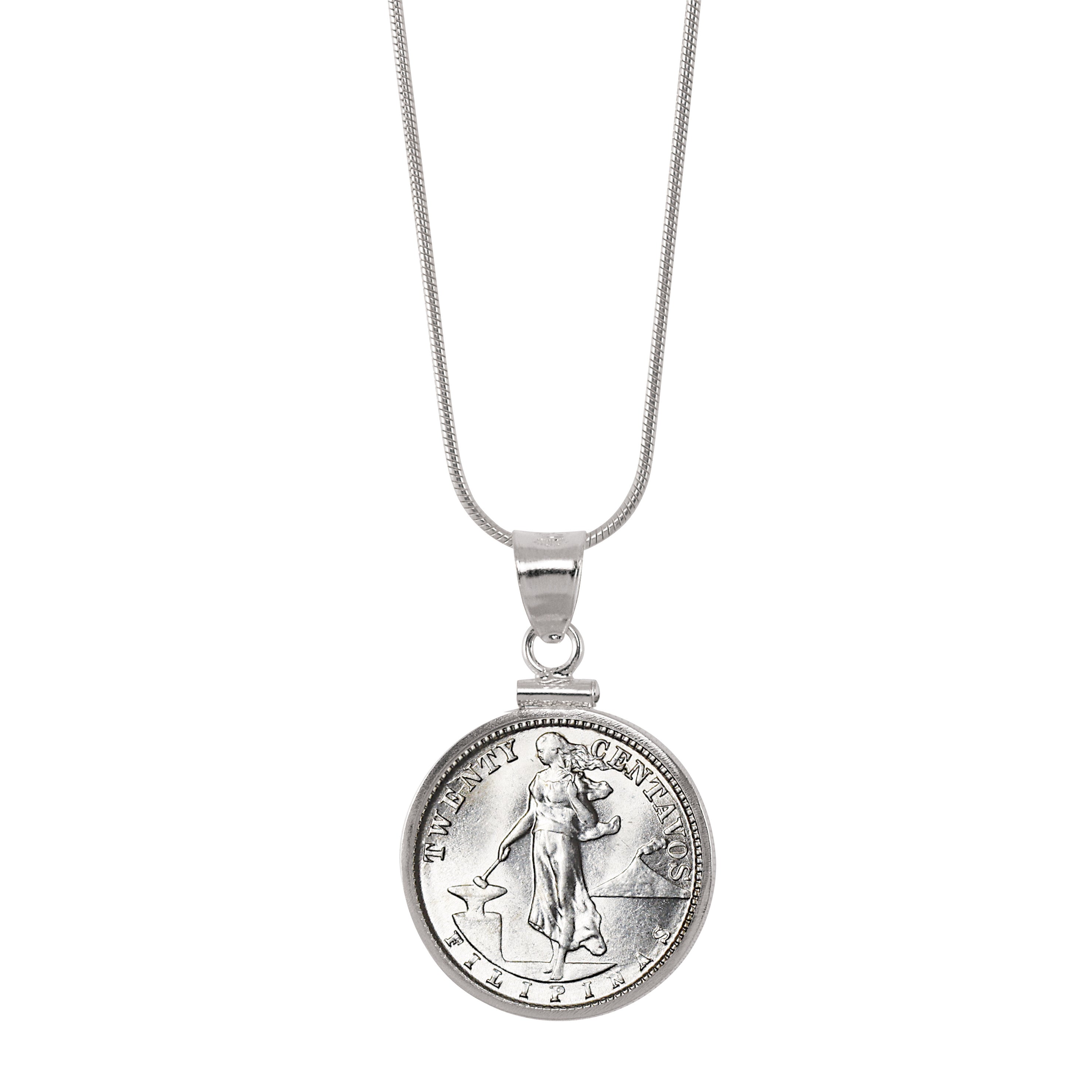 Silver Philippines 20 Centavos Sterling Silver Coin Pendant 