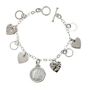 Heart Charm Sterling Silver Coin Bracelet with Silver Seated Liberty Dime