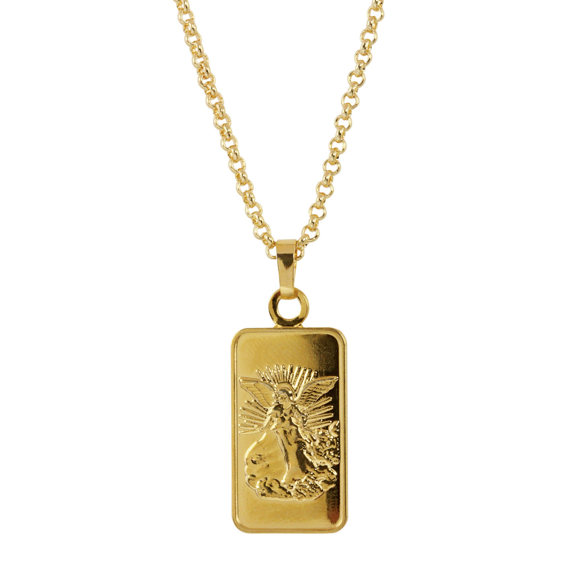 Angel Ingot Coin Pendant Layered in 24 KT Gold