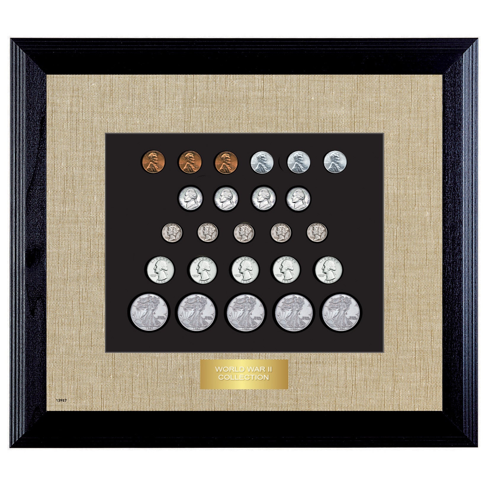 World War II Coin Collection in Wood Frame