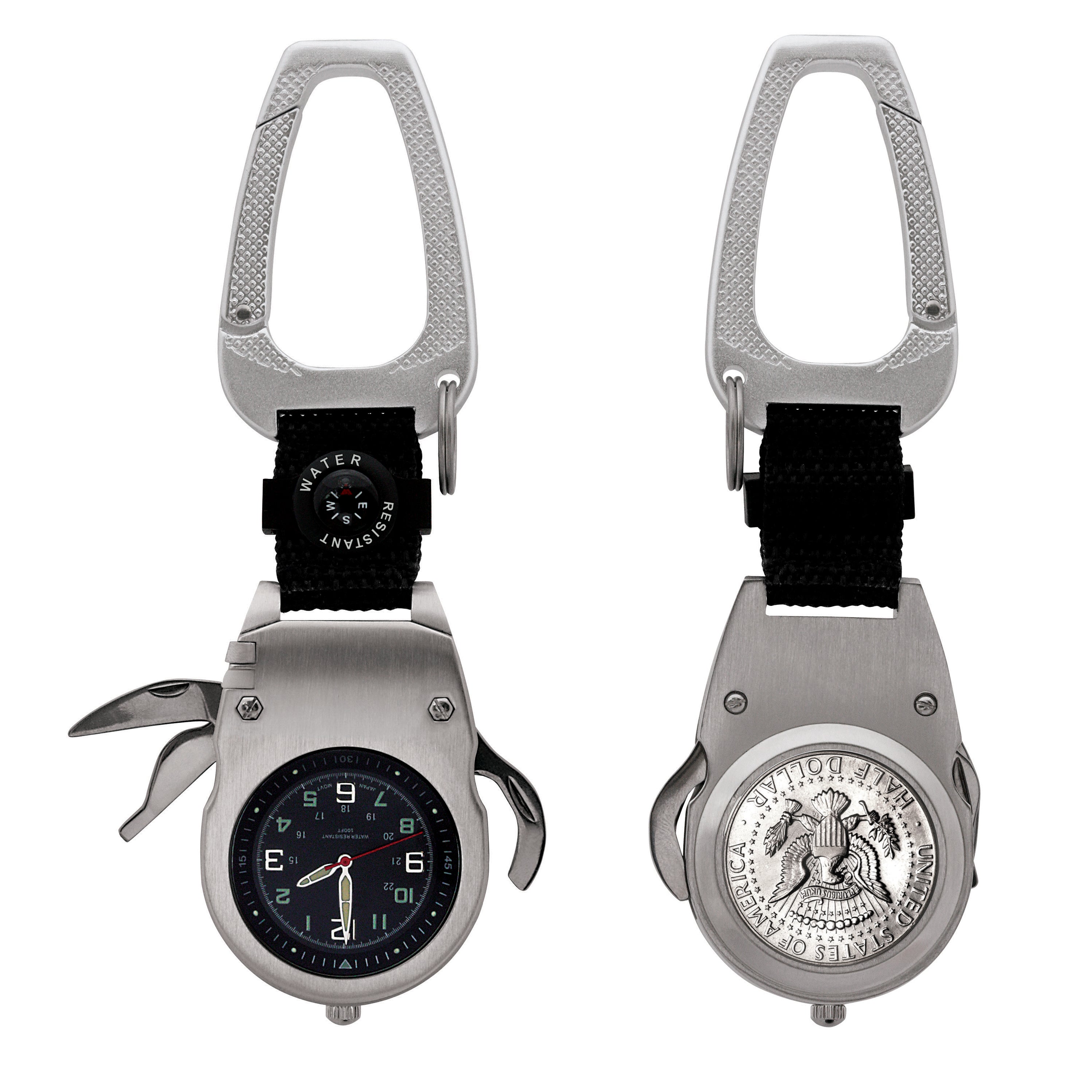 Presidential Seal JFK Half Dollar Coin Multi-Tool Pocket Watch Compass