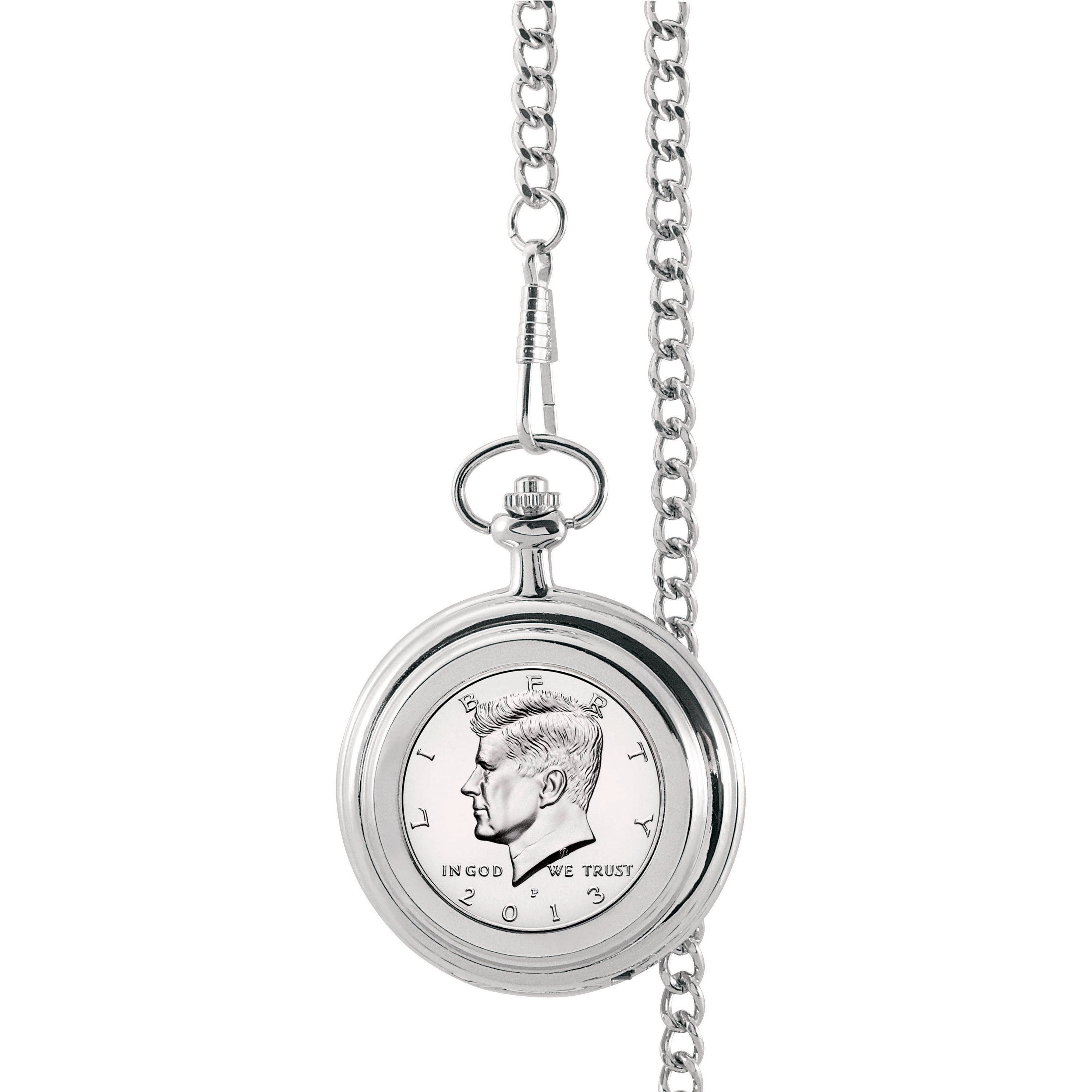 Monogrammed Proof JFK Half Dollar Coin Pocket Watch
