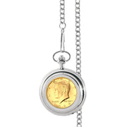 Monogrammed Gold-Layered JFK 1964 First Year of Issue Half Dollar Coin Pocket Watch