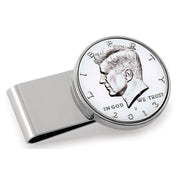 Monogrammed Proof JFK Half Dollar Stainless Steel Silvertone Coin Money Clip