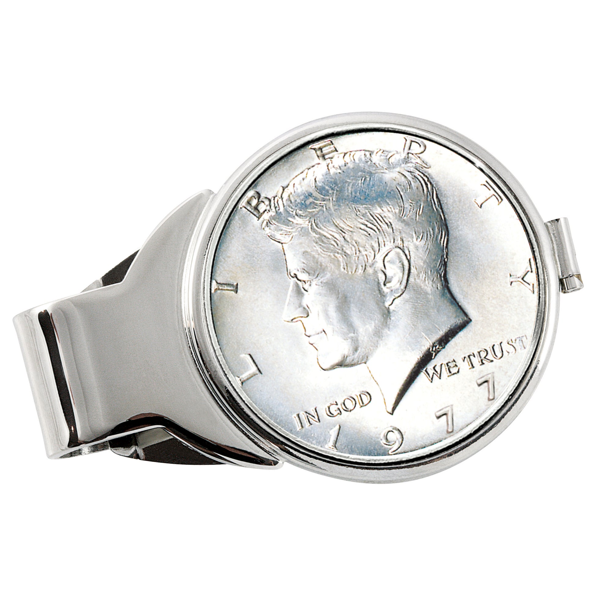 Monogrammed JFK Half Dollar Silvertone Coin Money Clip