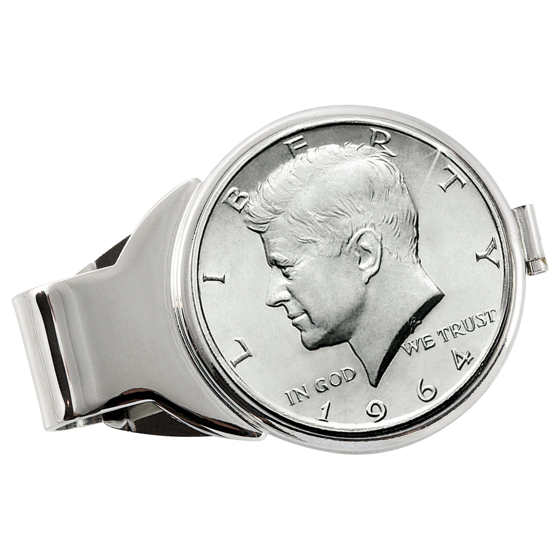 Monogrammed JFK 1964 First Year of Issue Half Dollar Silvertone Coin Money Clip