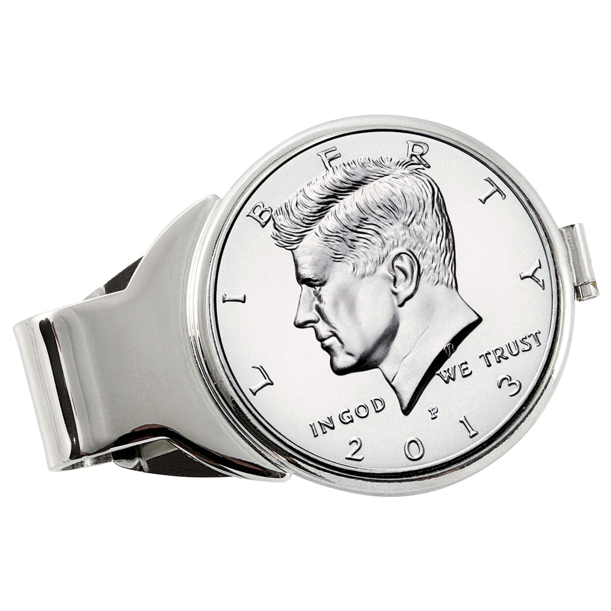 Monogrammed Proof JFK Half Dollar Silvertone Coin Money Clip