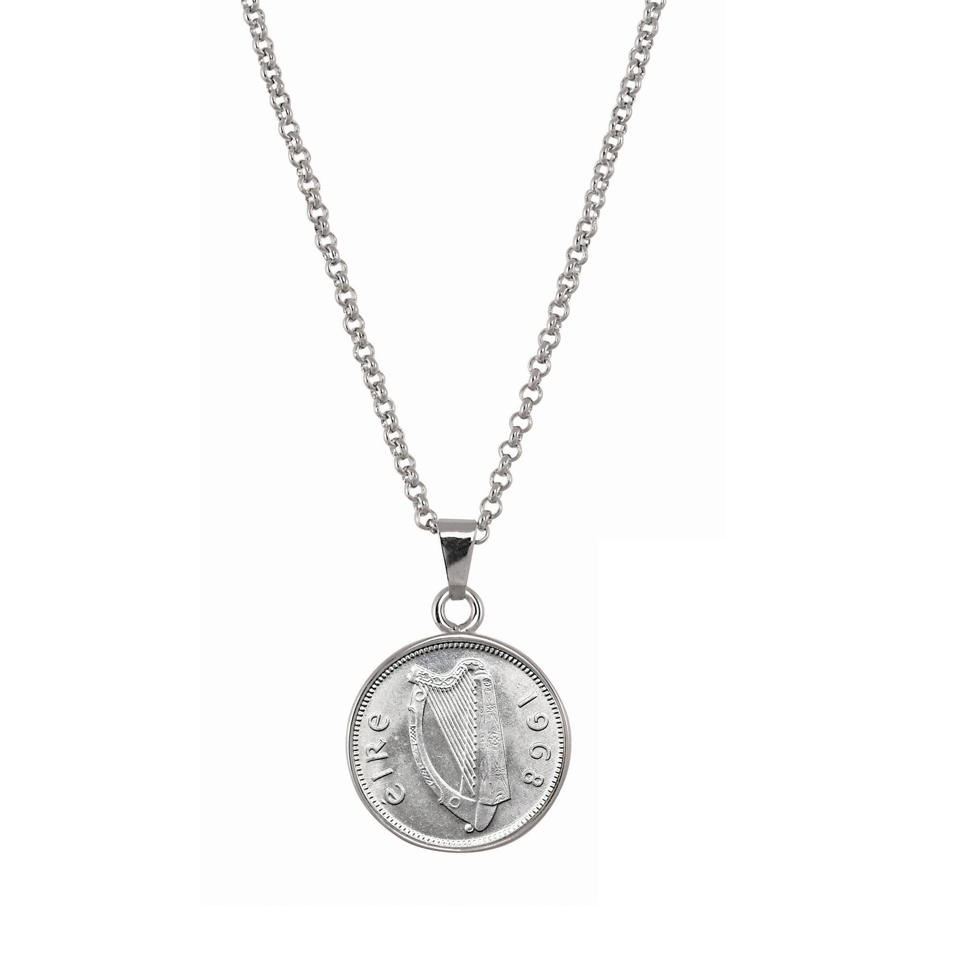 Irish Threepence Coin Pendant Necklace