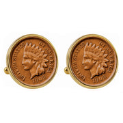 Indian Penny Goldtone Bezel Coin Cuff Links