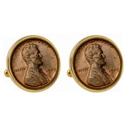 1909 First-Year-of-Issue Lincoln Penny Goldtone Bezel Coin Cuff Links