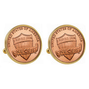 Lincoln Union Shield Penny Goldtone Bezel Coin Cuff Links