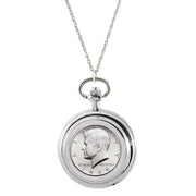 JFK 1964 First Year of Issue Half Dollar Coin Pocket Watch Coin Pendant Necklace