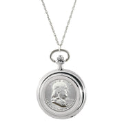 Silver Franklin Half Dollar Coin Pocket Watch Coin Pendant Necklace