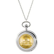 Gold-Layered JFK Bicentennial Half Dollar Coin Pocket Watch Coin Pendant Necklace