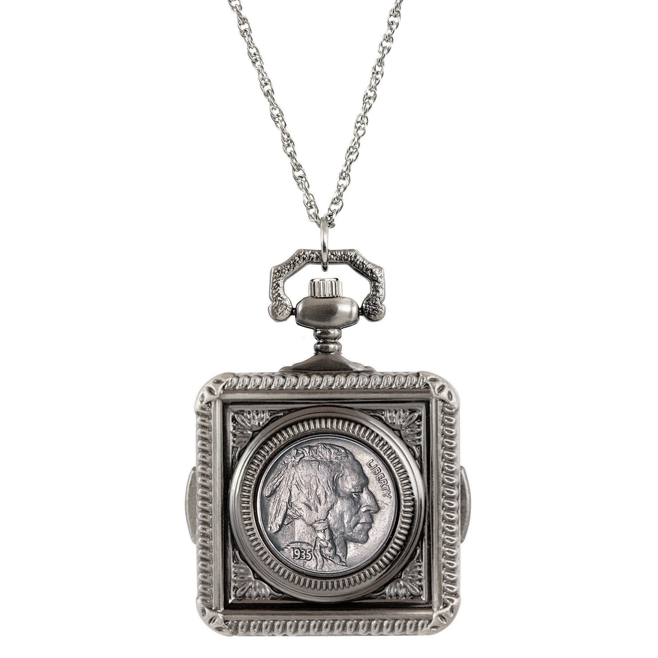 Buffalo Nickel Coin Pocket Watch Coin Pendant Necklace
