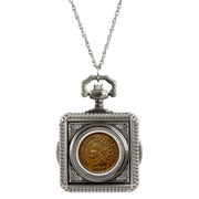 1800's Indian Penny Coin Pocket Watch Coin Pendant Necklace