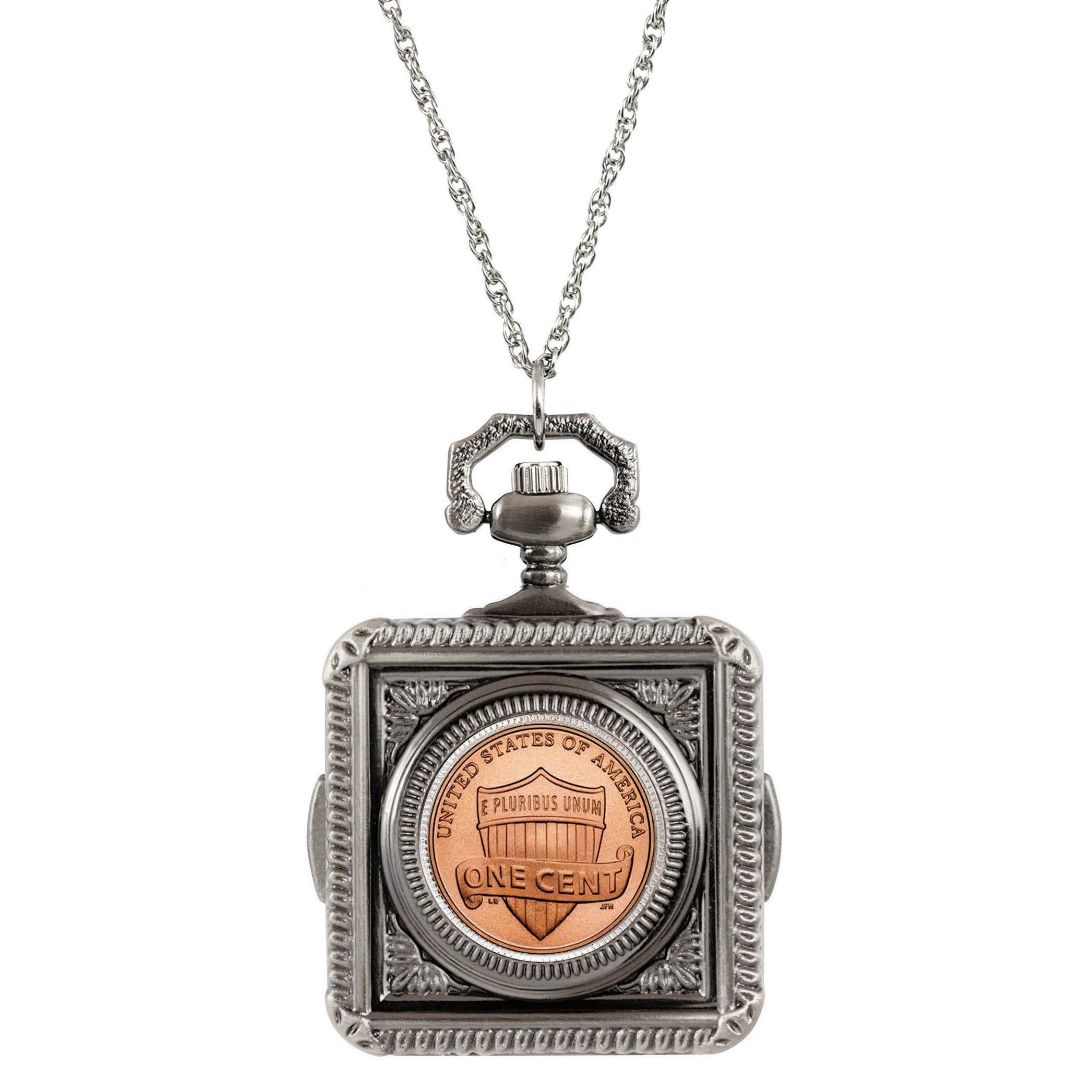 Lincoln Union Shield Penny Coin Pocket Watch Coin Pendant Necklace