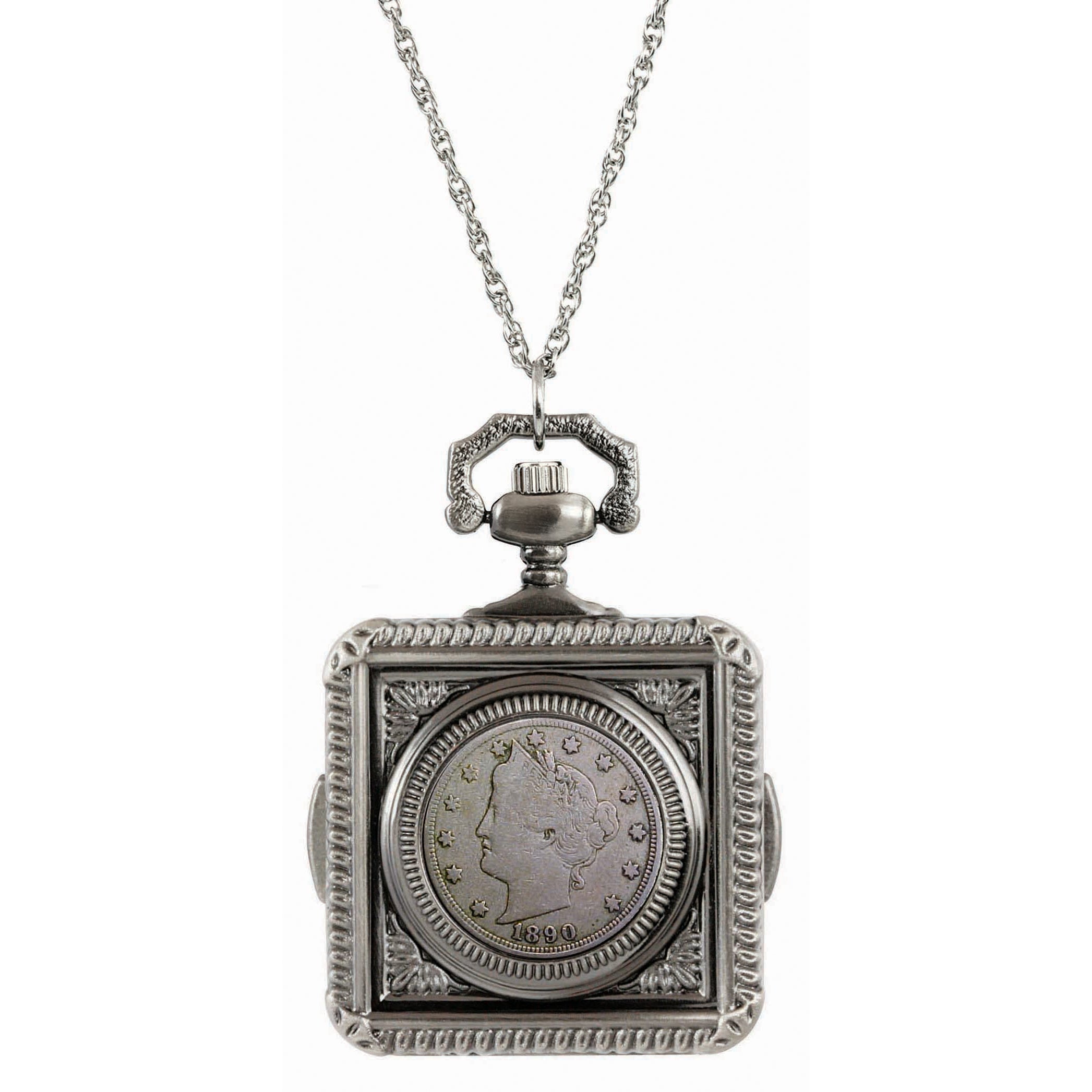 1800's Liberty Nickel Coin Pocket Watch Coin Pendant Necklace