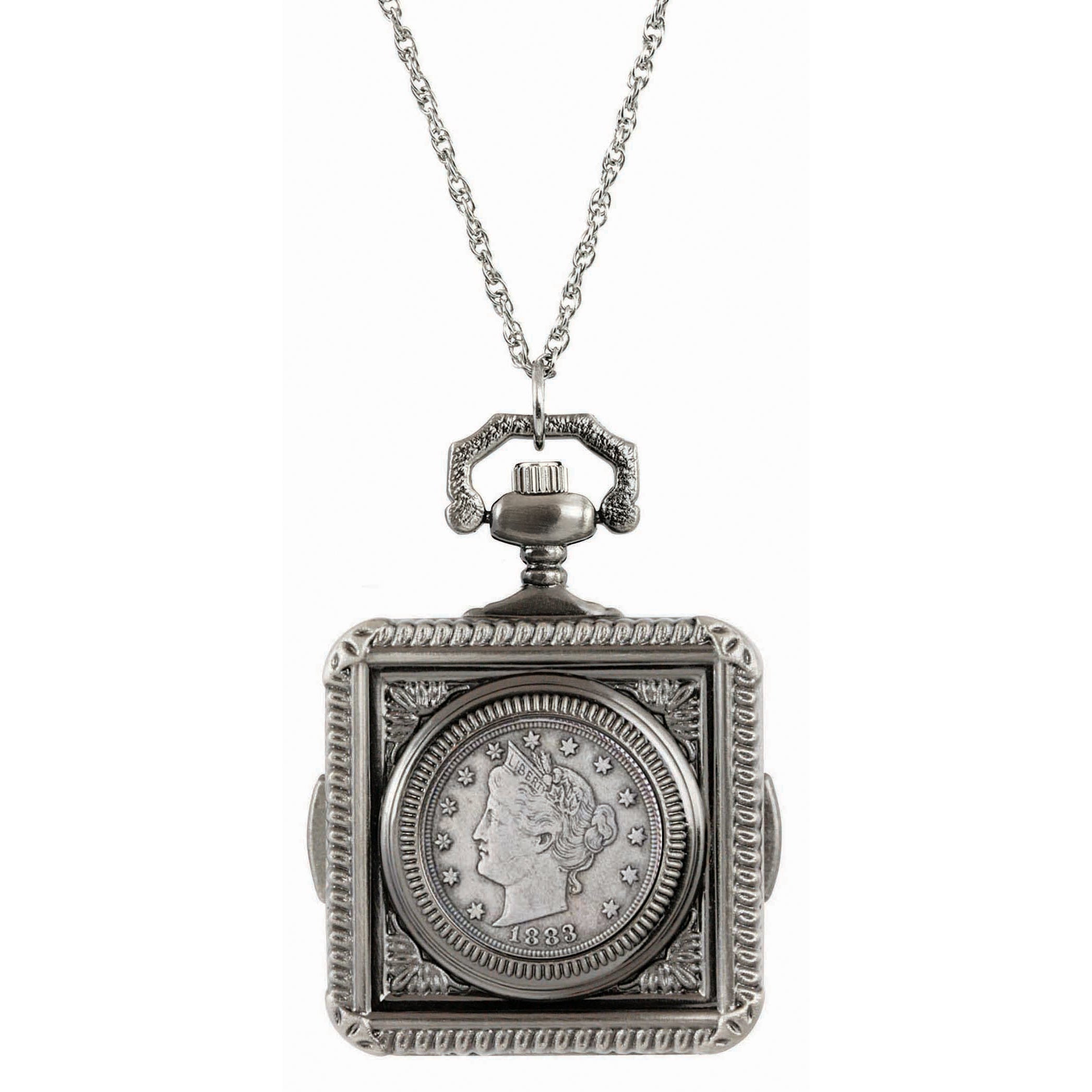 1883 First-Year-of-Issue Liberty Nickel Coin Pocket Watch Coin Pendant Necklace