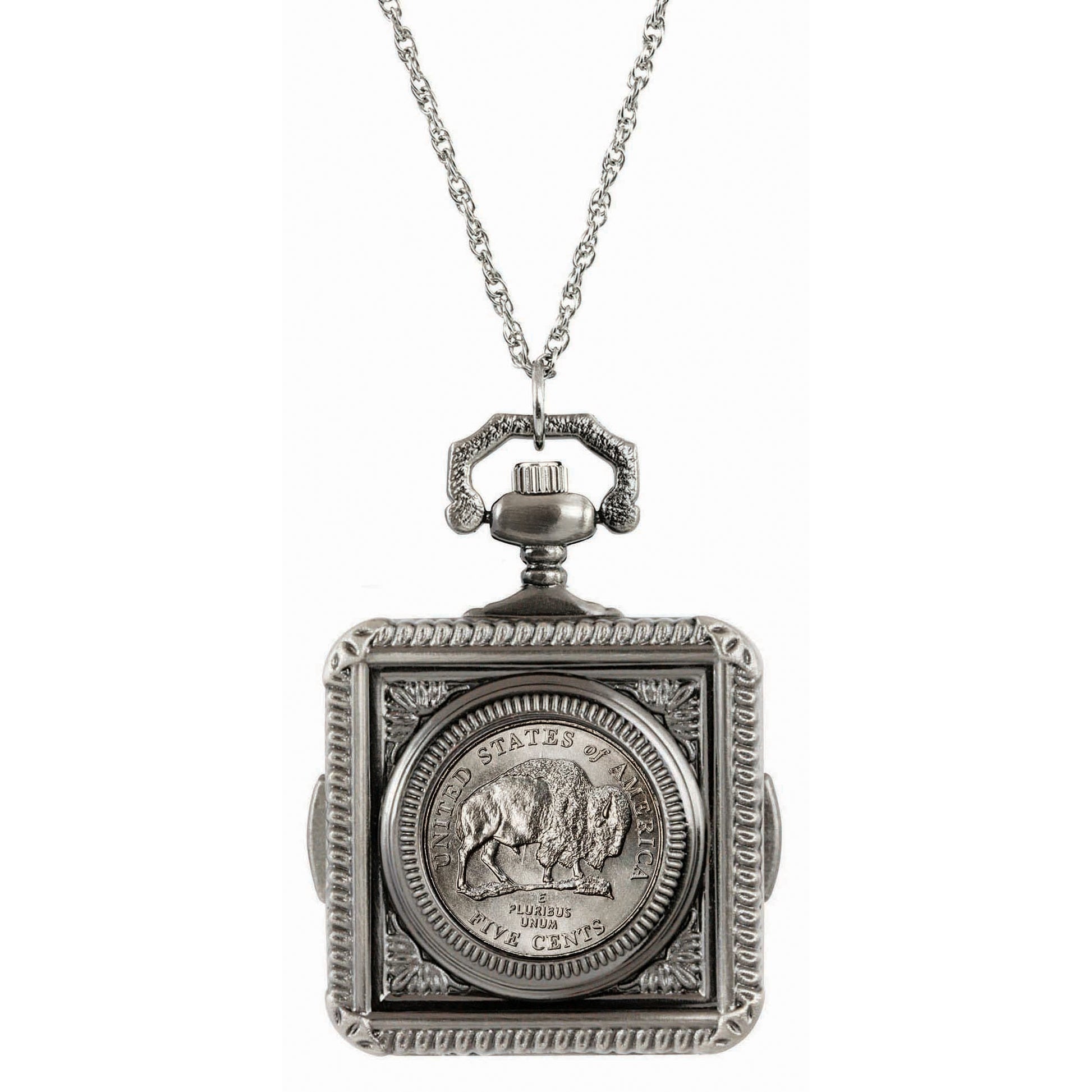 Westward Journey Bison Nickel Coin Pocket Watch Coin Pendant Necklace