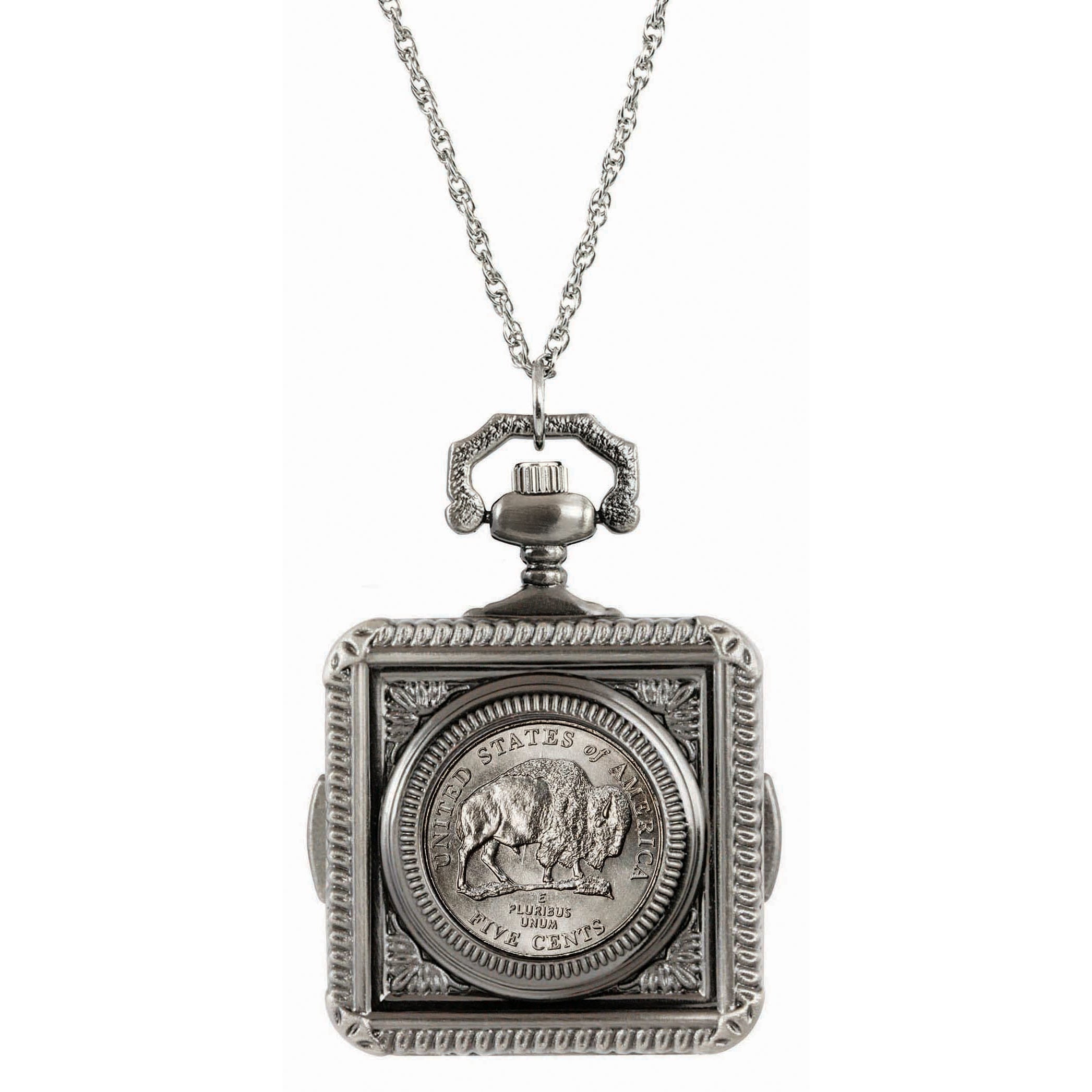 Westward Journey Bison Nickel Coin Pocket Watch Coin Pendant Necklace