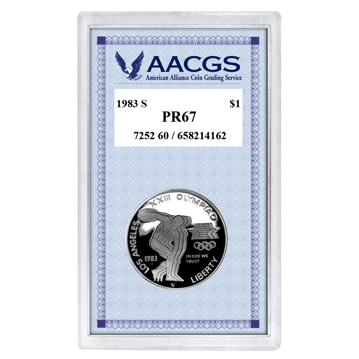 Proof 1983S Los Angeles Olympiad Commemorative Silver Dollar graded PR67