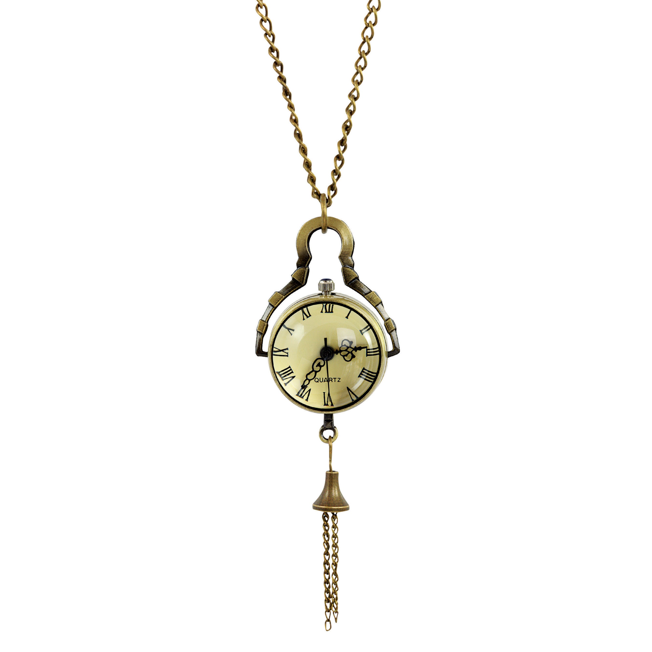 Glass Ball Bronze Watch Necklace