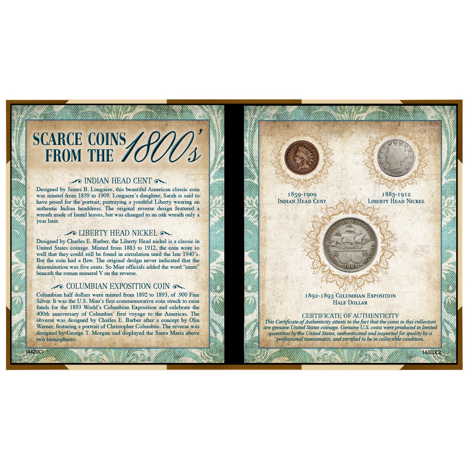 Scarce Coin Set From The 1800s Indian Head Cent, Liberty Nickel and First Commemorative Coin