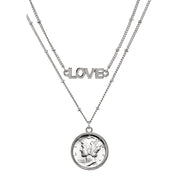 Silver Mercury Dime Coin Double Strand Love Necklace