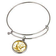 Gold-Layered Silver Mercury Dime Silver Tone Coin Bangle Bracelet