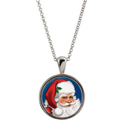 Santa Colorized Washington Quarter Silver Tone Pendant