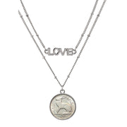 Irish Three Pence Rabbit Coin Double Strand Love Necklace