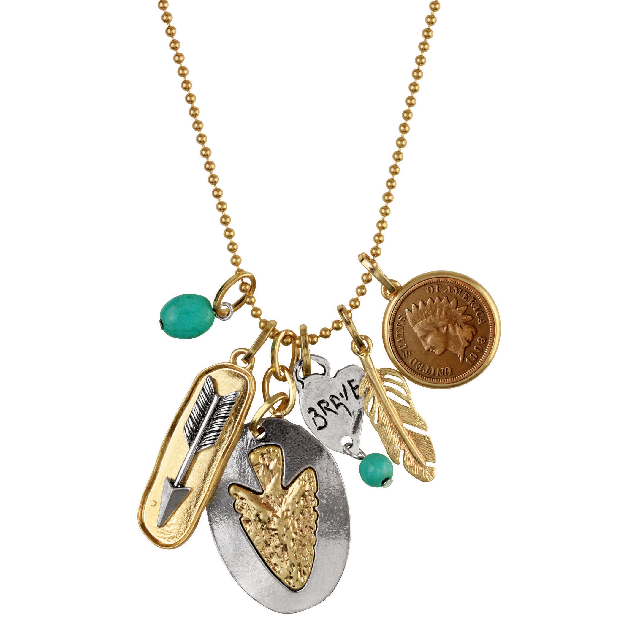 Indian Cent Multi Charm Necklace