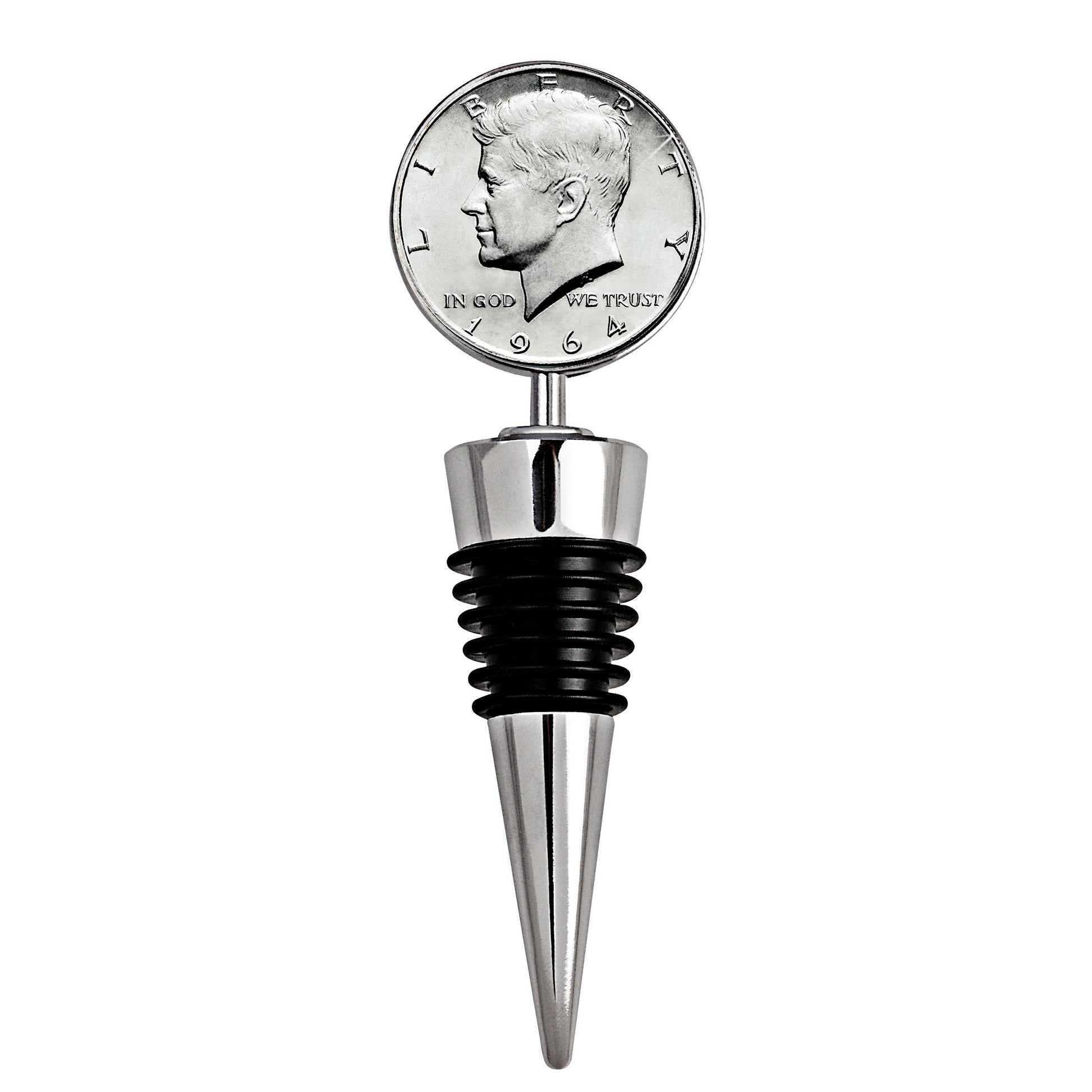 JFK 1964 First Year of Issue Half Dollar Coin Wine Stopper