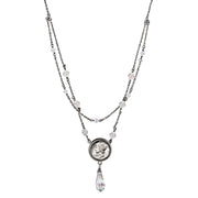 Double Strand Mercury Dime Aurore Boreale Crystal Beaded Drop Necklace