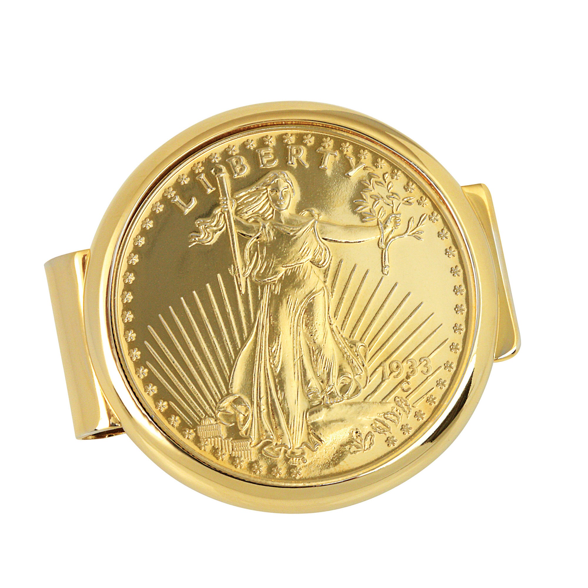 Tribute To $20 1933 Saint Gaudens Double Eagle Gold Coin Goldtone Money Clip